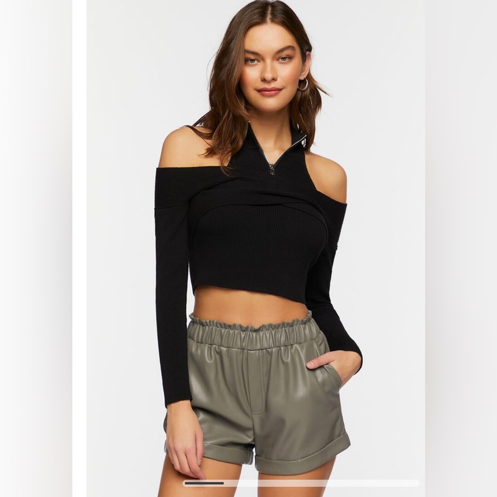 Forever 21 Pleather Shorts Brand New. Khaki Size Medium.